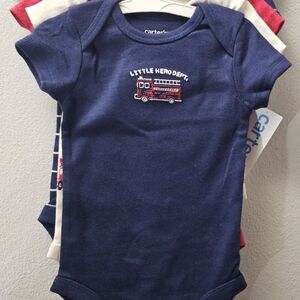 NWT Carter's Firetruck 5 Pc Bodysuit Set Size Newborn 0 Month